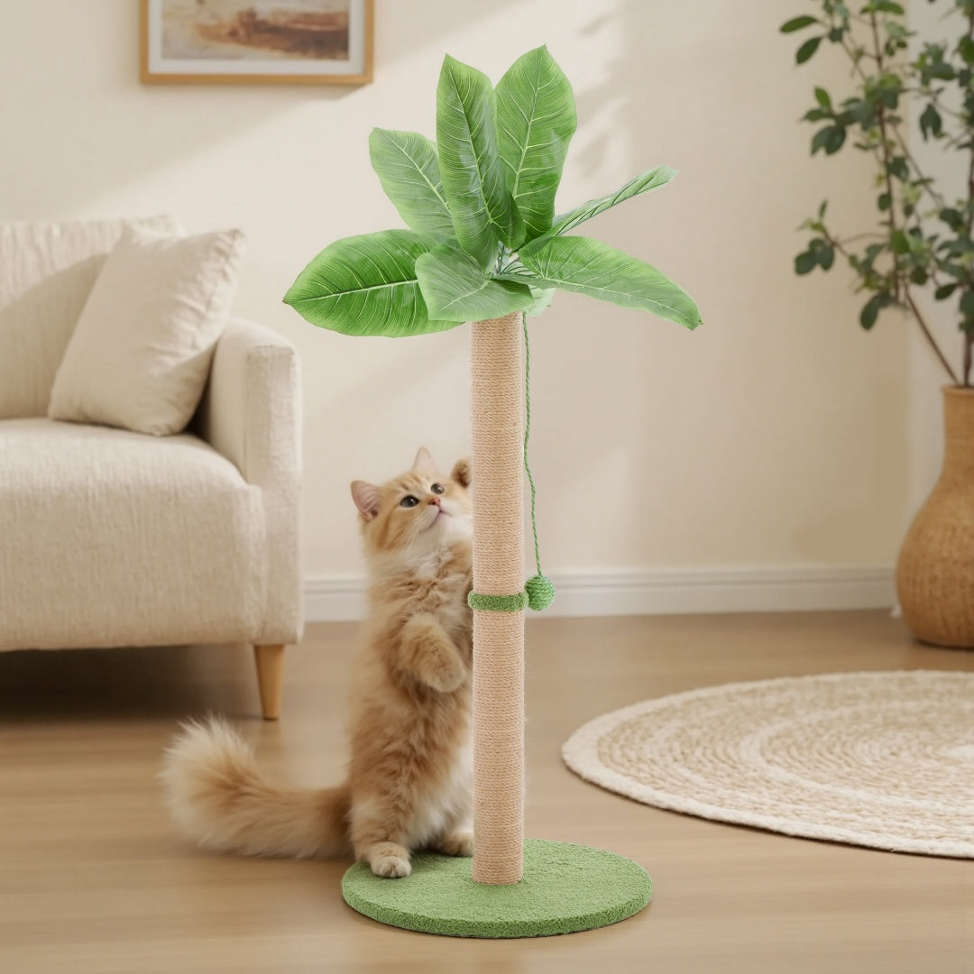 33" Tall Cat Scratching Post with Dangling Ball - Indoor Cat Scratcher