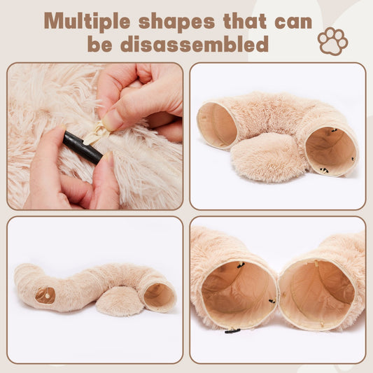 Cat Tunnel Bed - Soft Plush Donut Cave for Indoor Cats & Kittens